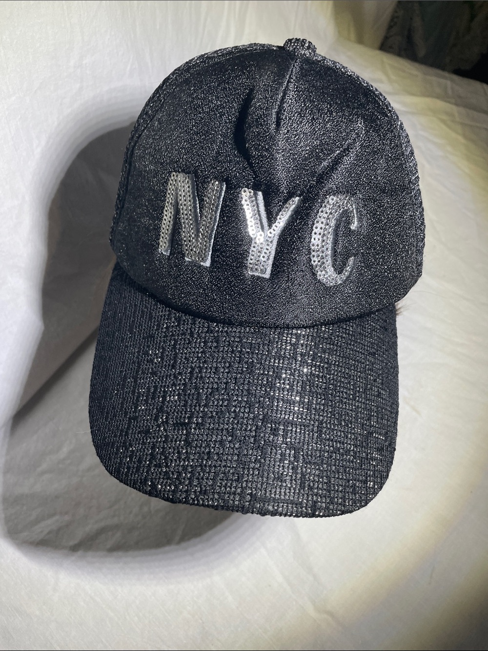 Black Sequin NYC Baseball Cap